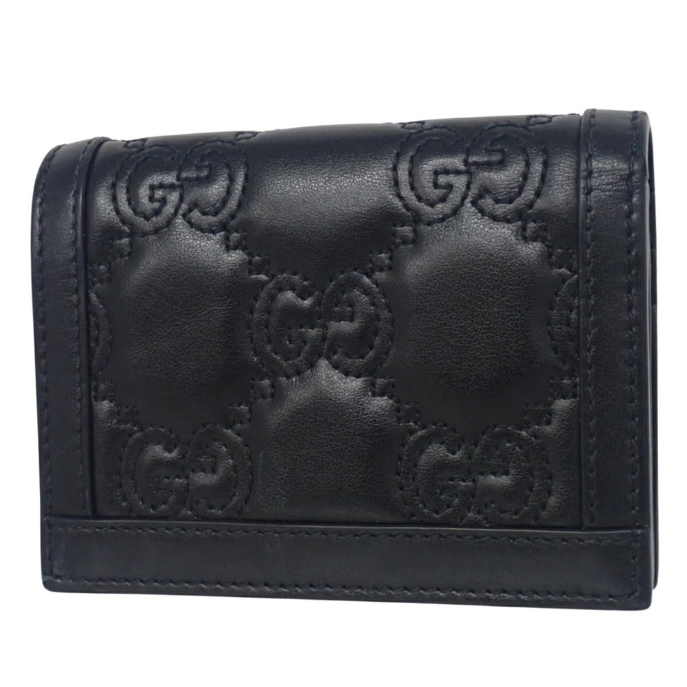 GUCCI GG Matelasse Compact Wallet Bi fold Quilted Leather Black - Picture 2 of 7